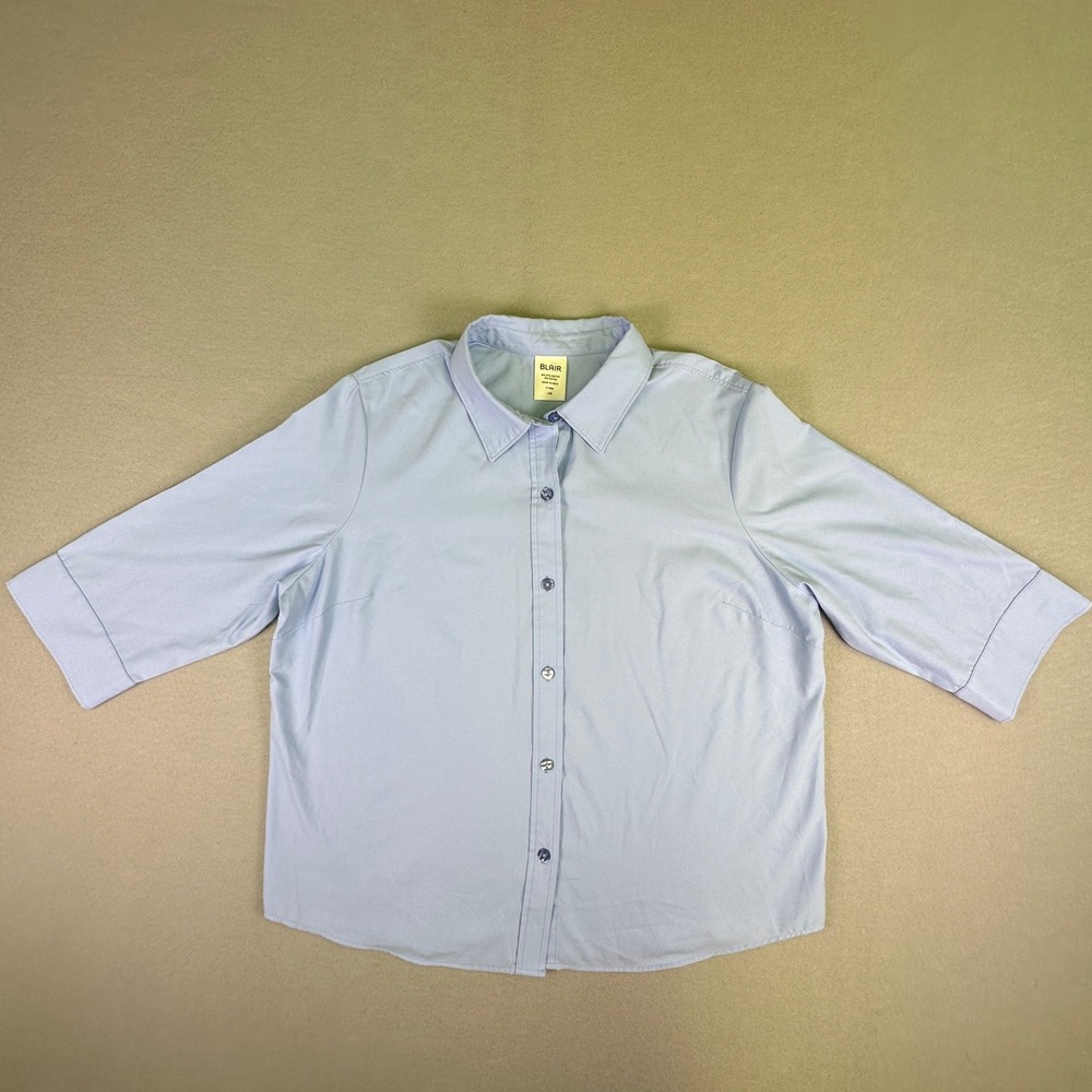 Blair‎ Women's Button Up Collared Blouse Top Powder Blue Size Large